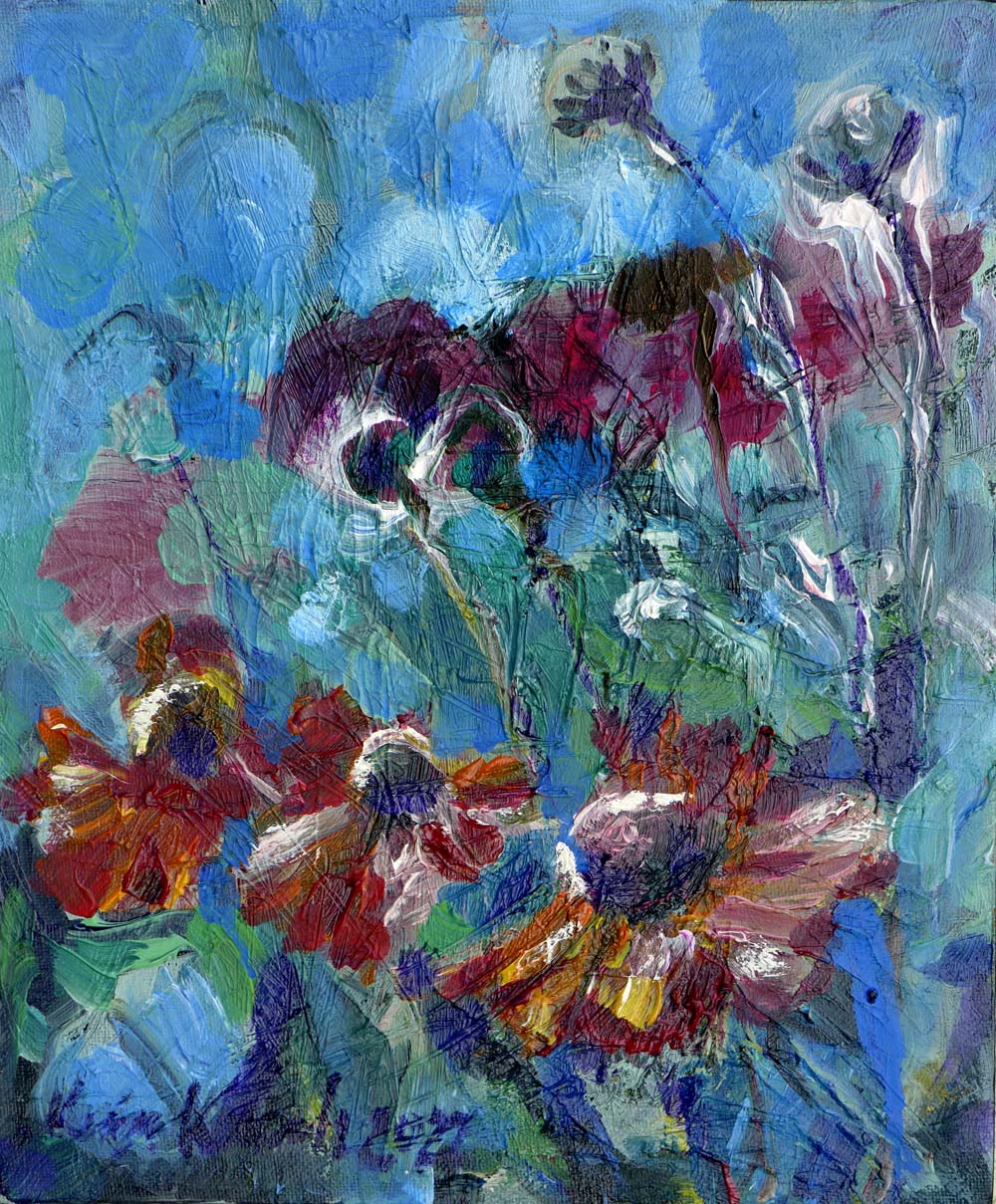 Blumenwiese,Acryl auf Leinwand,30x25 cm 